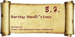 Barthy Honóriusz névjegykártya
